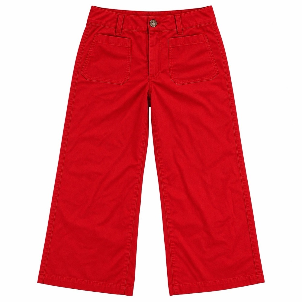 maeve colette pants 31 cropped wide leg pants Red Linen Blend Patch Pockets